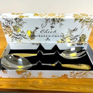 Mackenzie-Childs 2 piece Gold plated Serving Set